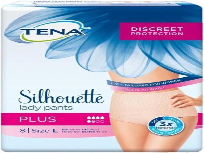 TENA Lady Silhouette Plus Noir Incontinence Pants Large 8 per pack -  European Version NOT North American Variety - Imported from United Kingdom  by