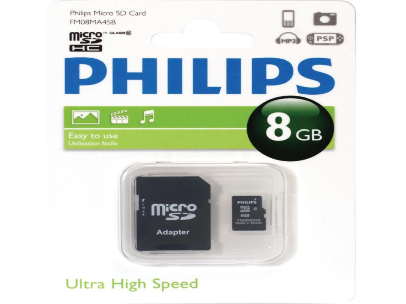 Philips SD-CARD 8Go Class 10 PHSD8GBHCCL10 - Ultra speed