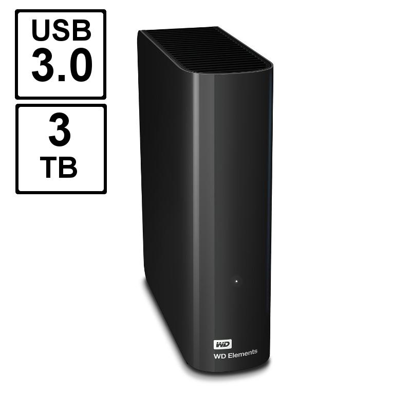 Versterker Vervolgen Opsplitsen WESTERN DIGITAL "Elements Desktop" Externe Harde Schijf - USB 3.0 - 3,5"-  3TB (3000GB) - zwart