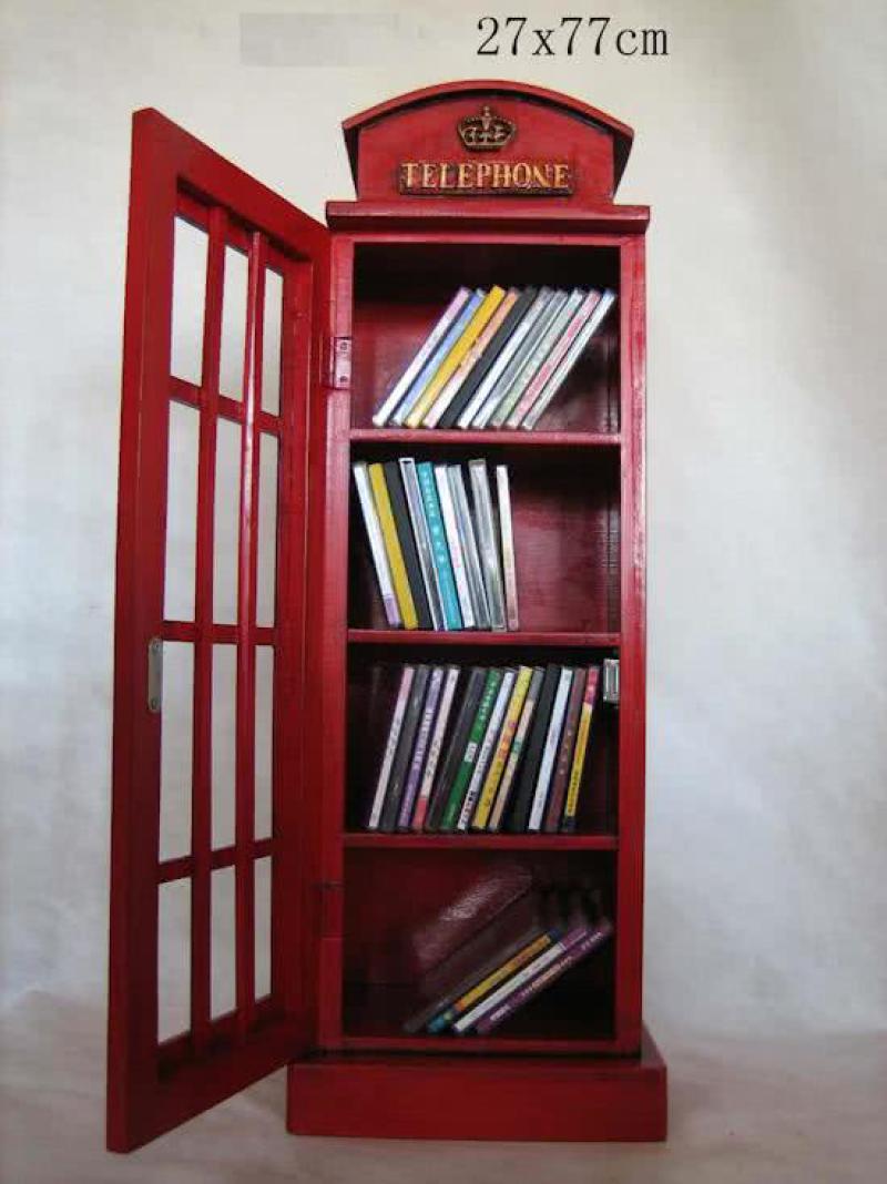 Retro Vintage Cd Dvd Cabinet Storage English Phone Box Red